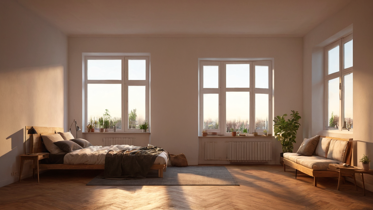 Floor fan near window with clear cord path