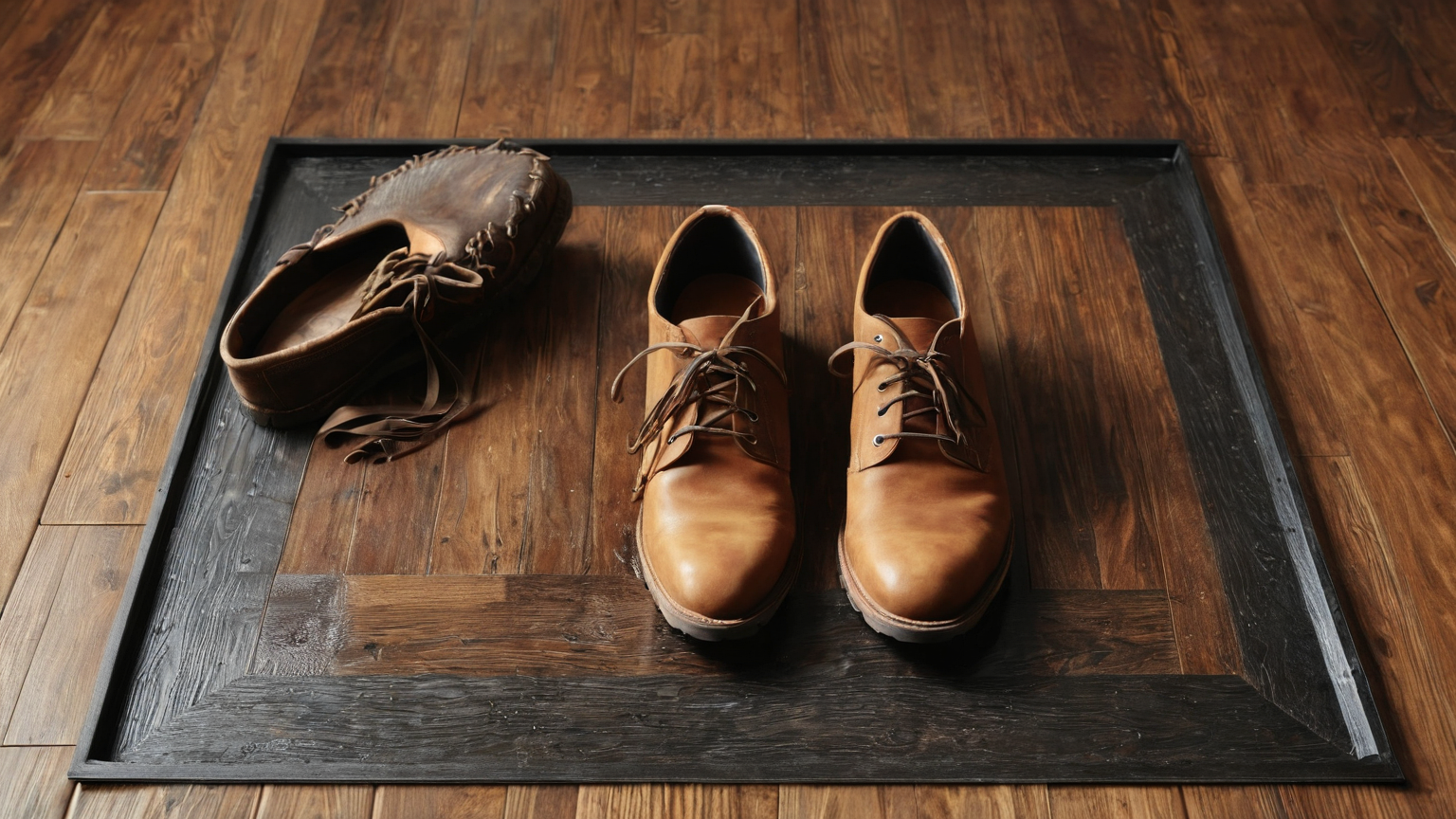Floor protection mat under rainy shoes