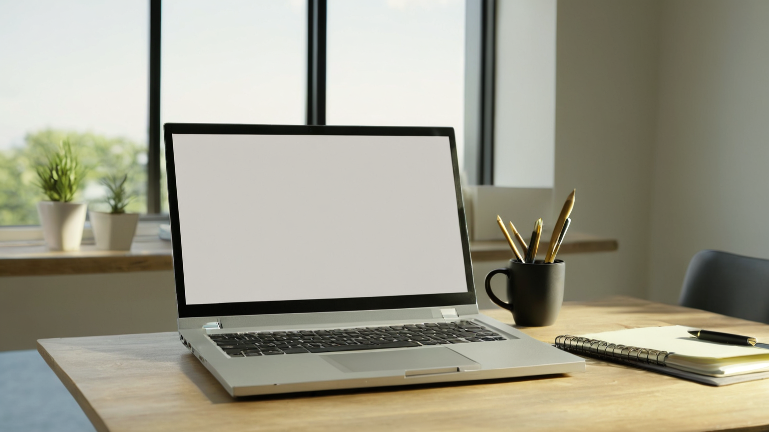Desk moved away from glare