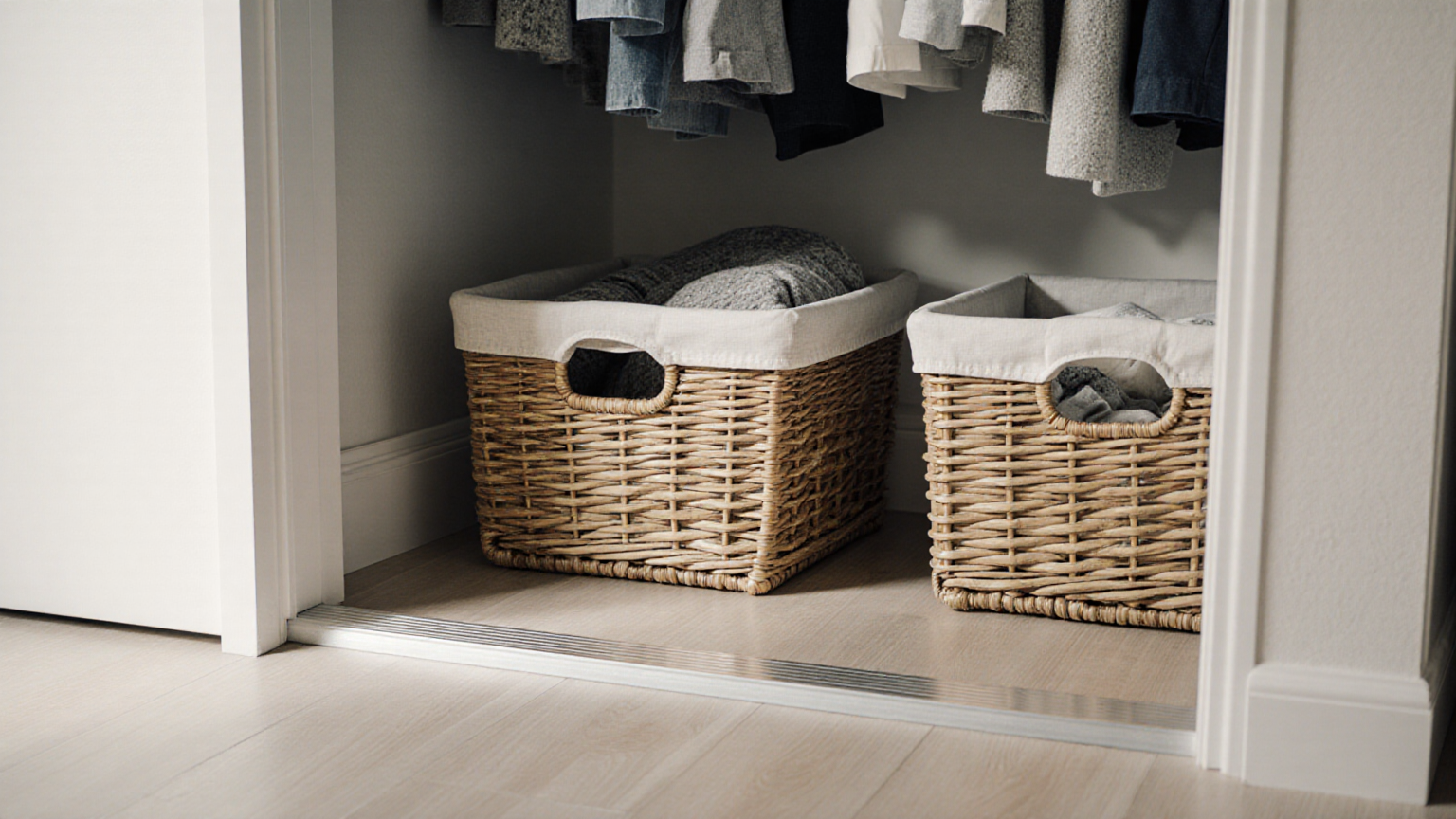 Closet baskets used without blocking the door