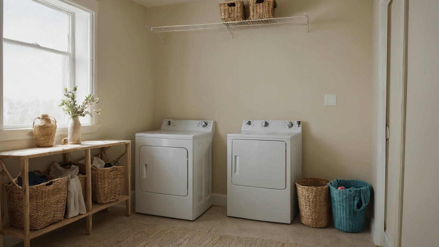 Laundry sorting wall with clear clearance